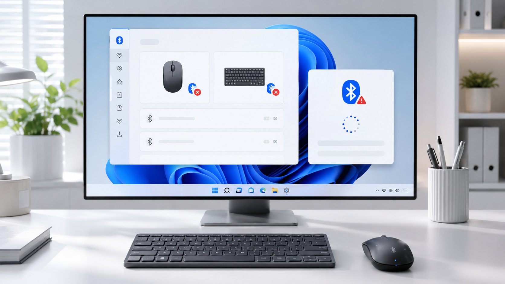 블루투스 마우스와 키보드 연결 끊김 및 페어링 실패를 해결하는 Windows 11 설정 화면