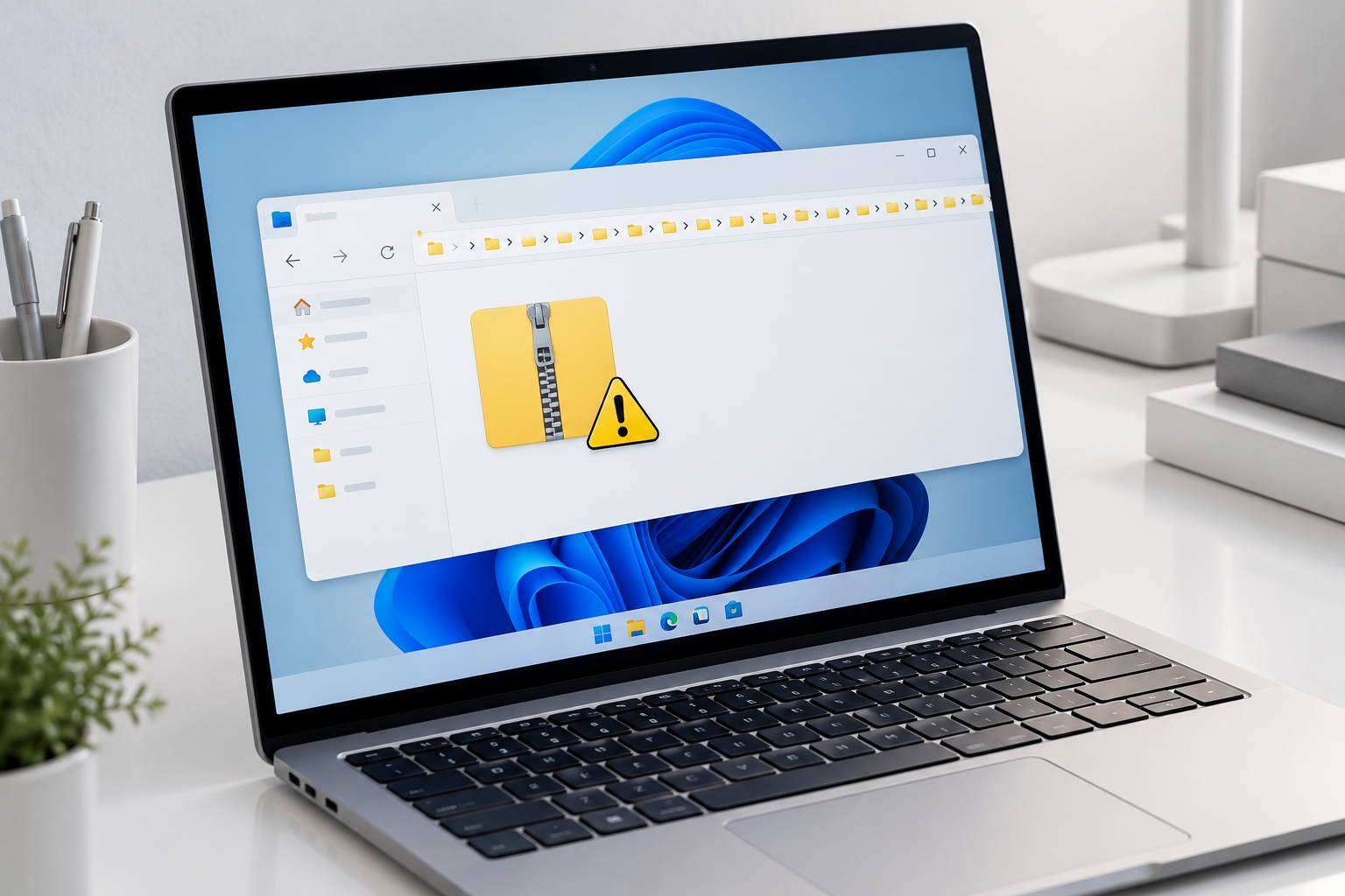 압축 해제 중 지정된 경로가 너무 깁니다 오류가 표시된 Windows 11 노트북 화면
