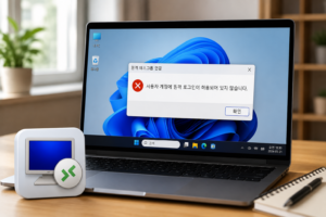 Windows 11 원격 데스크톱 사용자 계정에 원격 로그인이 허용되어 있지 않습니다 오류 화면